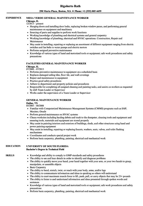 sample resume for general maintenance.